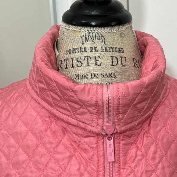 Debra DeRoo quilted 100% silk lightweight pink vest Size XL w/down/high collar - Picture 13 of 14